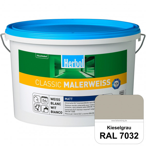 Classic Malerweiss (RAL 7032 Kieselgrau) Universell wirtschaftliche & matte Wandfarbe