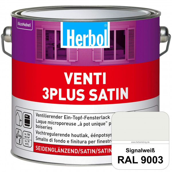 Venti 3Plus Satin (RAL 9003 Signalweiß) feuchtigkeitregulierender & seidenglänzender Ein-Topf-Fenste