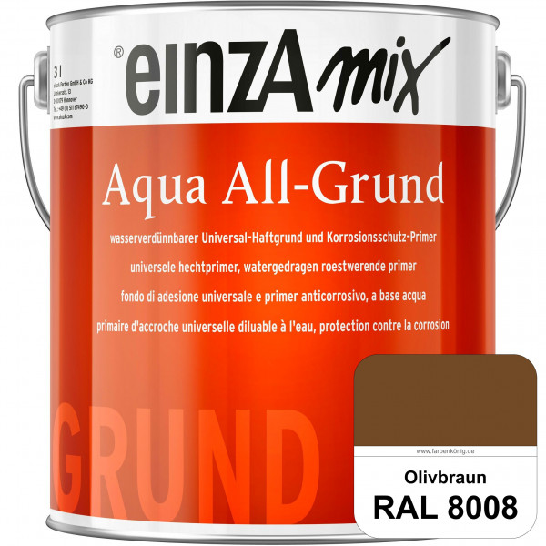 einzA Aqua All-Grund (RAL 8008 Olivbraun) Wasserverdünnbarer Haftgrund & Korrosionsschutz-Primer
