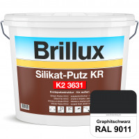 Silikat-Putz KR K2 3631 (RAL 9011 Graphitschwarz) Dekorativer Kratzputz auf Silikatbasis
