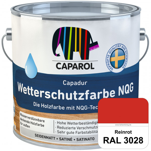 Capadur Wetterschutzfarbe NQG (RAL 3028 Reinrot) Holzfarbe mit NQG-Technologie wasserbasiert für auß