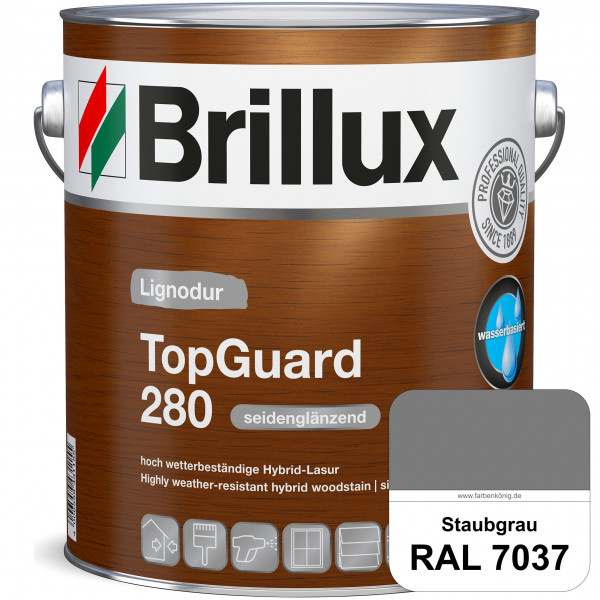 TopGuard 280 (RAL 7037 Staubgrau) wasserbasierte, wetterbeständige und seidenglänzende Hybridlasur (