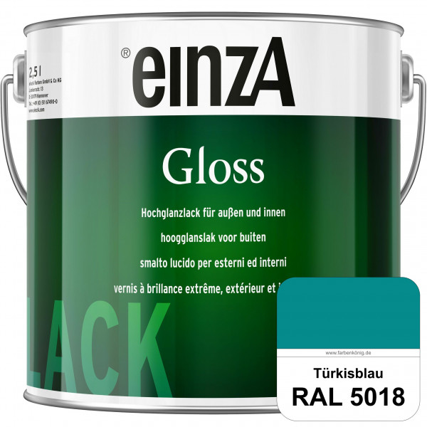 einzA Gloss (RAL 5018 Türkisblau) Hochwertiger Alkydharzlack in Premium-Qualität, hochglänzend.