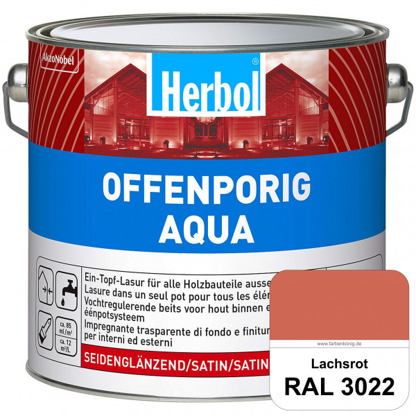 Offenporig Aqua (RAL 3022 Lachsrot) Wasserverdünnbar & hochwertige Ein-Topf-Holzlasur - Feuchteschut