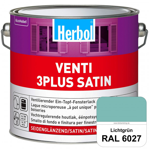 Venti 3Plus Satin (RAL 6027 Lichtgrün) feuchtigkeitregulierender & seidenglänzender Ein-Topf-Fenster