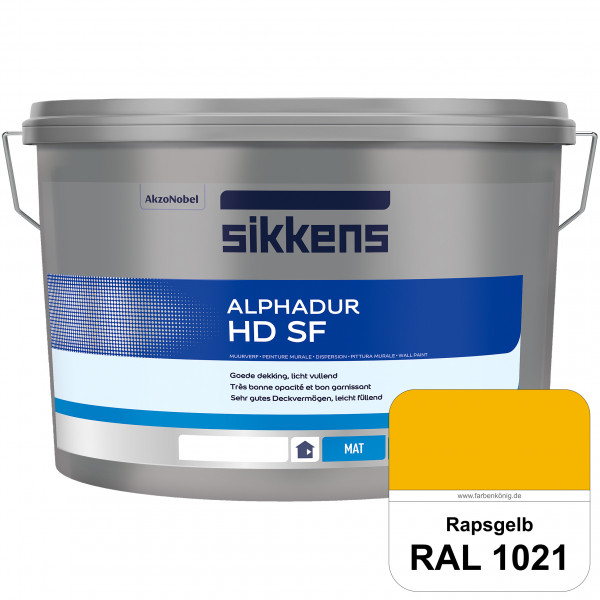 Alphadur HD SF (RAL 1021 Rapsgelb) matte hochdeckende waschbeständige Innenwandfarbe