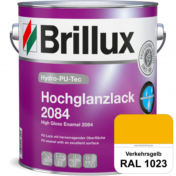 Hydro-PU-Tec Hochglanzlack 2084 (RAL 1023 Verkehrsgelb) wasserbasierter Hochglanzlack für Holz, Zink