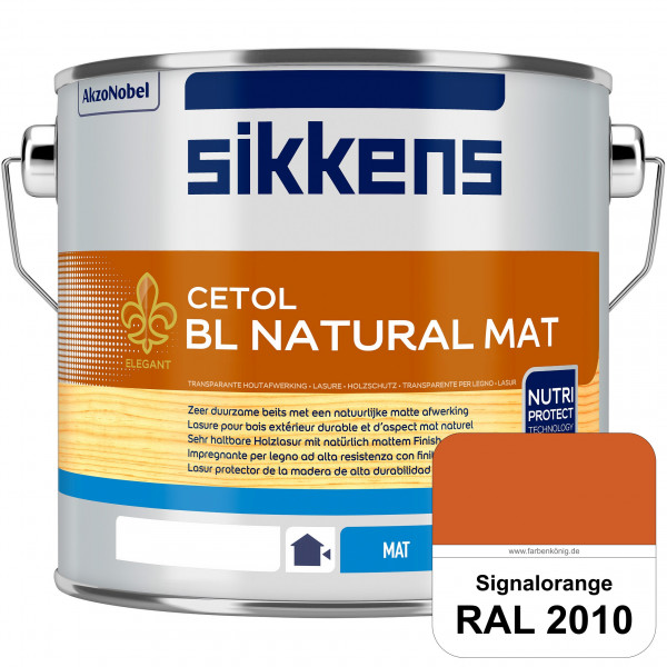 Cetol BL Natural Mat (RAL 2010 Signalorange) Matte, wasserverdünnnbare Dünnschichtlasur