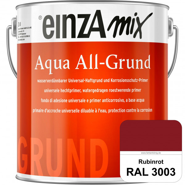 einzA Aqua All-Grund (RAL 3003 Rubinrot) Wasserverdünnbarer Haftgrund & Korrosionsschutz-Primer