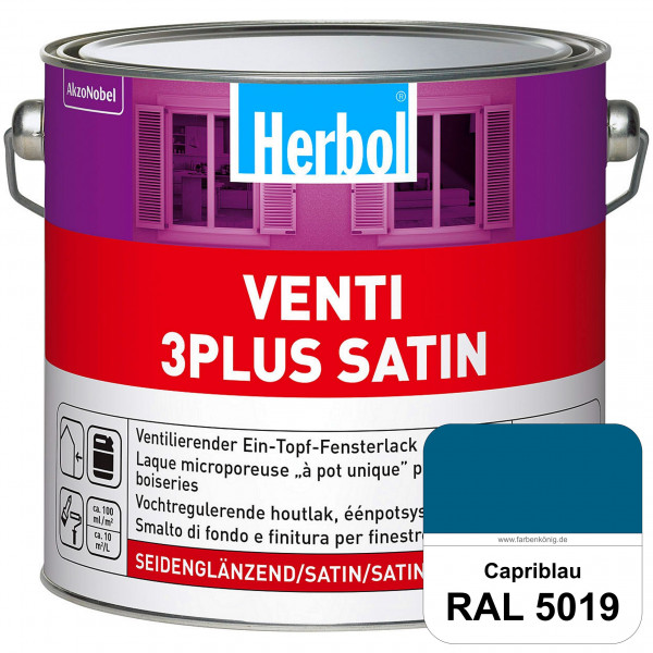 Venti 3Plus Satin (RAL 5019 Capriblau) feuchtigkeitregulierender & seidenglänzender Ein-Topf-Fenster
