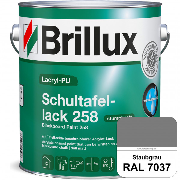 Lacryl-PU Schultafellack 258 (RAL 7037 Staubgrau) wasserbasierter und matter Schultafellack (innen)