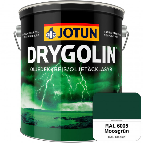 DRYGOLIN Oljedekkbeis - Deckende & wetterbeständige Öllasur für Außen (RAL 6005 Moosgrün)