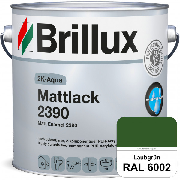 2K-Aqua Mattlack 2390 (RAL 6002 Laubgrün) mechanisch und chemisch hoch belastbar für außen & innen