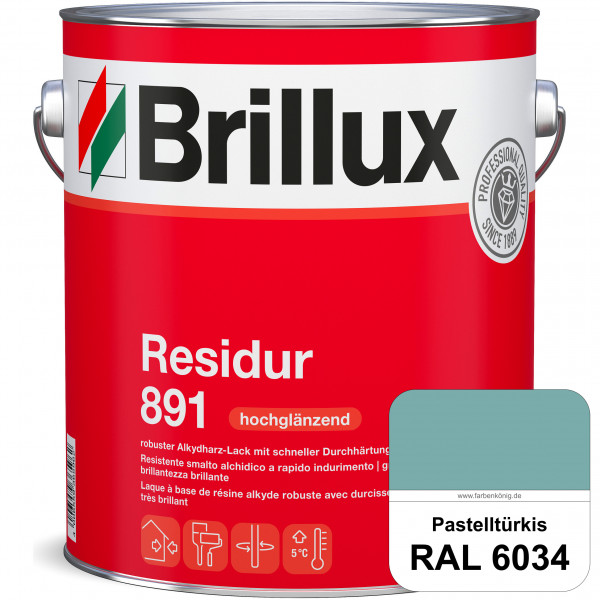 Residur 891 (RAL 6034 Pastelltürkis) widerstandsfähige, schnell trocknender Lack für grundierte Meta