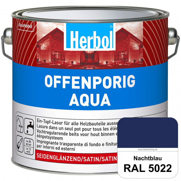 Offenporig Aqua (RAL 5022 Nachtblau) Wasserverdünnbar & hochwertige Ein-Topf-Holzlasur - Feuchteschu