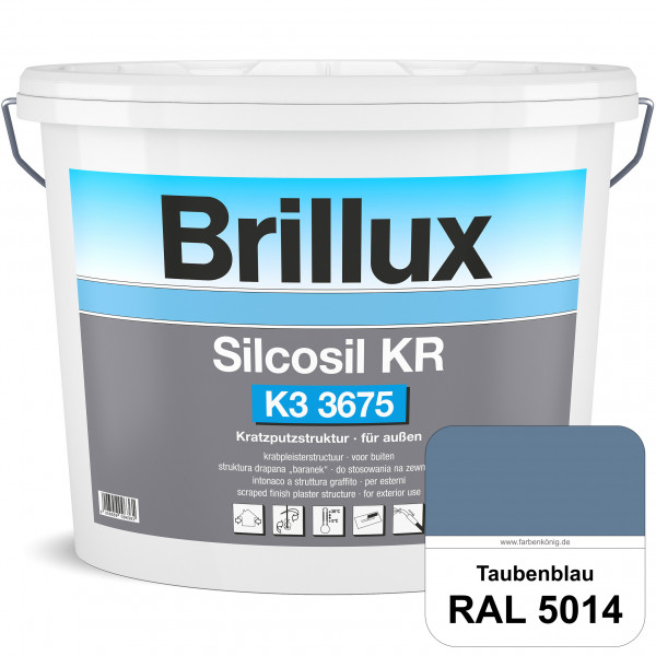 Silcosil KR K3 3675 mit Protect (RAL 5014 Taubenblau) siliconverstärkter Dekorputz, Kratzputzstruktu