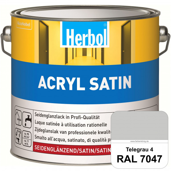 Acryl Satin (RAL 7047 Telegrau 4) wasserverdünnbarer seidenglänzender Lack (Innen & Außen)