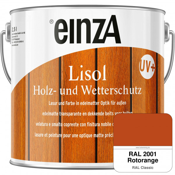 einzA Lisol Holz- und Wetterschutz Lasur und Farbe (RAL 2001 Rotorange)