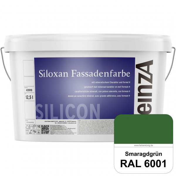 einzA Siloxan Fassadenfarbe (RAL 6001 Smaragdgrün) Siliconvergütete Fassadenfarbe