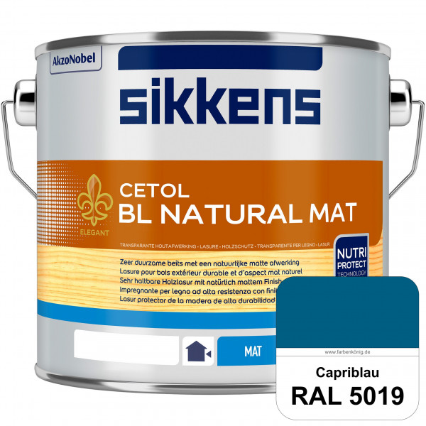 Cetol BL Natural Mat (RAL 5019 Capriblau) Matte, wasserverdünnnbare Dünnschichtlasur