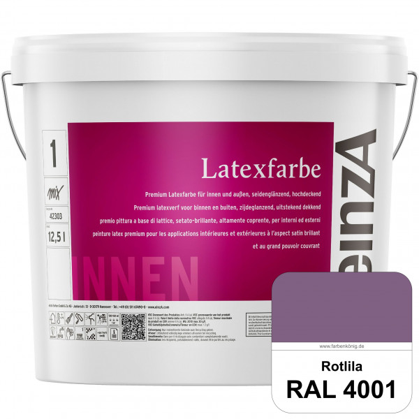 einzA Latexfarbe Premium (RAL 4001 Rotlila) Hochwertige scheuerbeständige seidenglänzende Latexfarbe