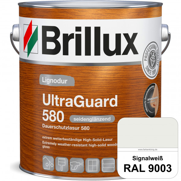 Lignodur UltraGuard 580 (Dauerschutzlasur 580) RAL 9003 Signalweiß
