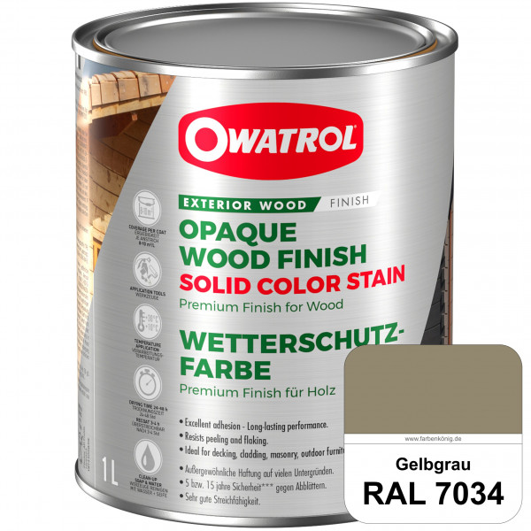 Solid Color Stain (RAL 7034 Gelbgrau) deckende und matte Wetterschutzfarbe außen