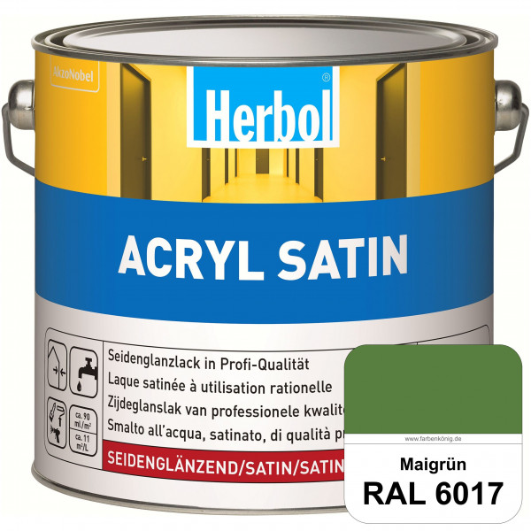 Acryl Satin (RAL 6017 Maigrün) wasserverdünnbarer seidenglänzender Lack (Innen & Außen)