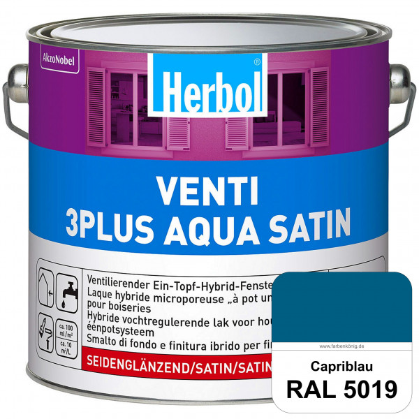 Venti 3Plus Aqua Satin (RAL 5019 Capriblau) wasserbasierter & feuchtigkeitregulierender Ein-Topf-Fen