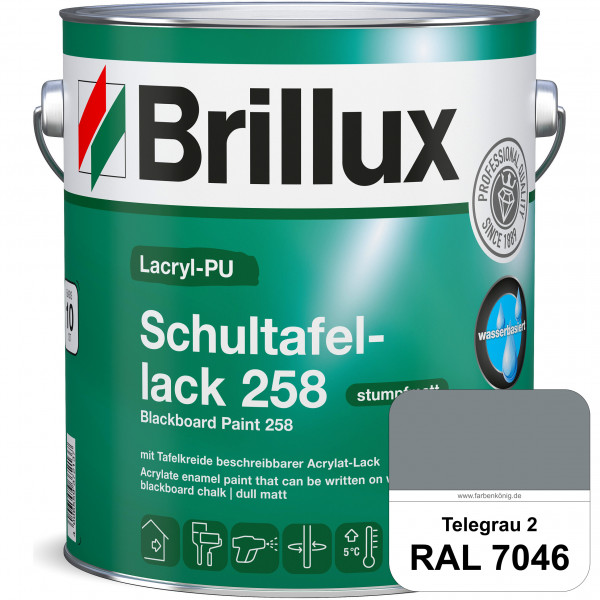 Lacryl-PU Schultafellack 258 (RAL 7046 Telegrau 2) wasserbasierter und matter Schultafellack (innen)