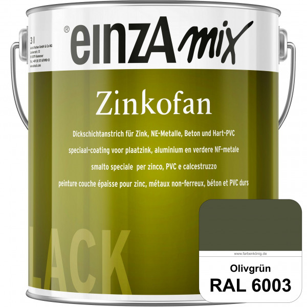 einzA Zinkofan (RAL 6003 Olivgrün) Hoch wetterbeständiges "Dickschicht-1-Topf-System"