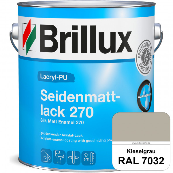 Lacryl-PU Seidenmattlack 270 (RAL 7032 Kieselgrau) PU-verstärkt (wasserbasiert) für außen und innen