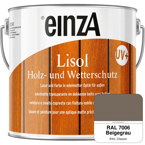 einzA Lisol Holz- und Wetterschutz Lasur und Farbe (RAL 7006 Beigegrau)