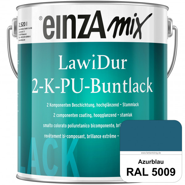 einzA LawiDur 2-K-PU-Buntlack - Hochglanz (RAL 5009 Azurblau)