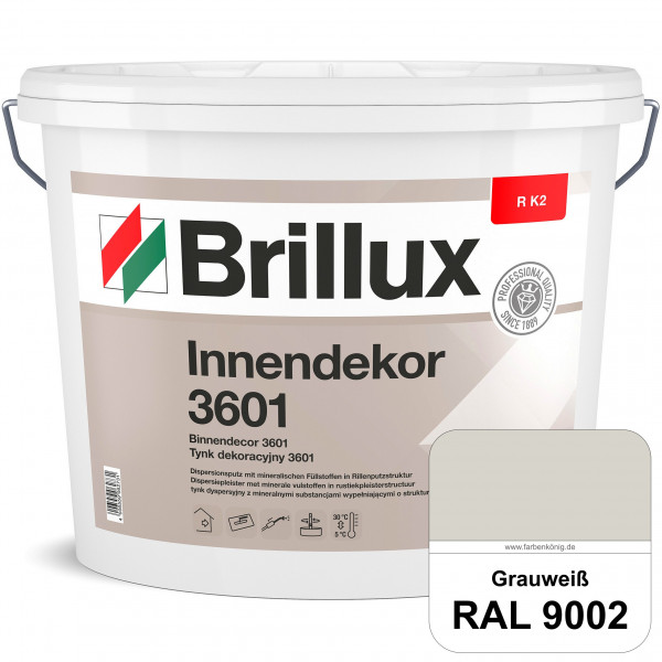 Innendekor ELF R K2 3601 (RAL 9002 Grauweiß) Rillenputz zur Erzielung dekorativer und strapazierfähi