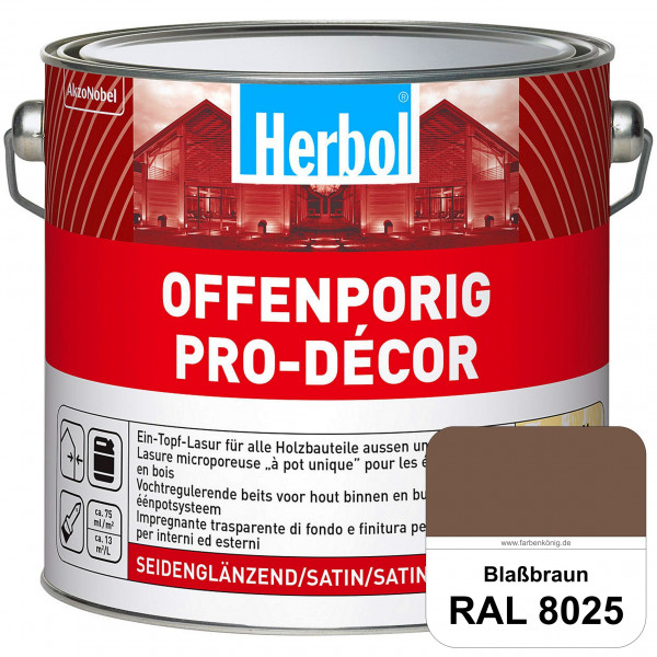 Herbol Offenporig Pro-Décor (RAL 8025 Blassbraun) Hochwertige Ein-Topf-Holzlasur mit 2-Phasen-UV-Sch
