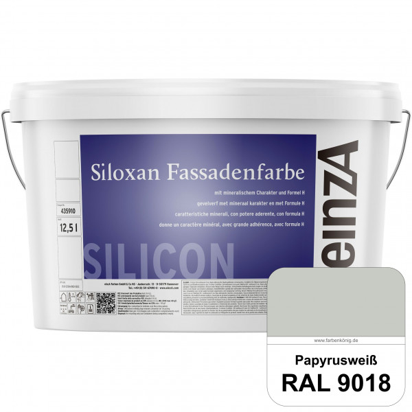 einzA Siloxan Fassadenfarbe (RAL 9018 Papyrusweiß) Siliconvergütete Fassadenfarbe