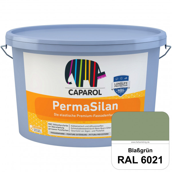 PermaSilan (RAL 6021 Blassgrün) Elastische, diffusionsoffene Fassadenfarbe mit integrierter Nano-Qua