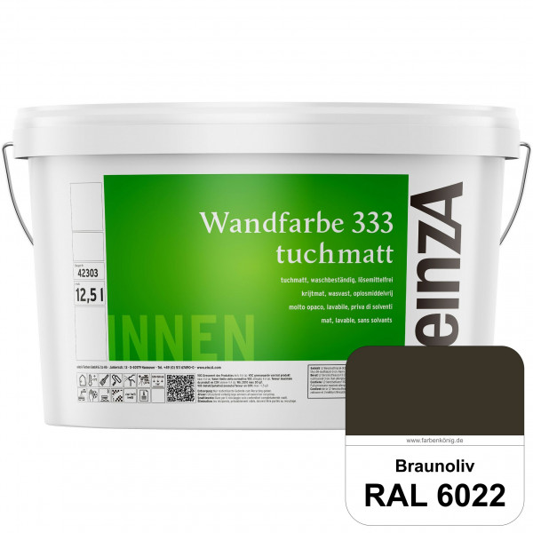 einzA Wandfarbe 333 tuchmatt (RAL 6022 Braunoliv) Hochdeckende, waschbeständige Wandfarbe