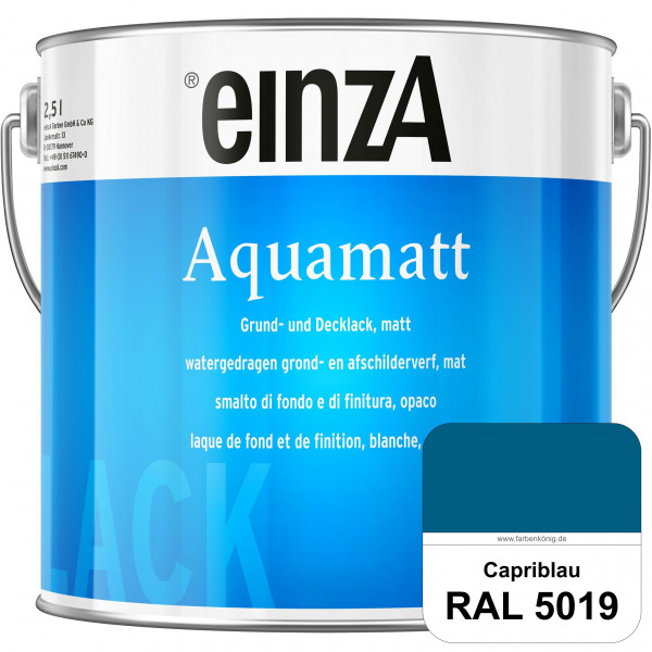 einzA Aquamatt (RAL 5019 Capriblau) Wasserverdünnbare Vorstreichfarbe & matte Lackfarbe