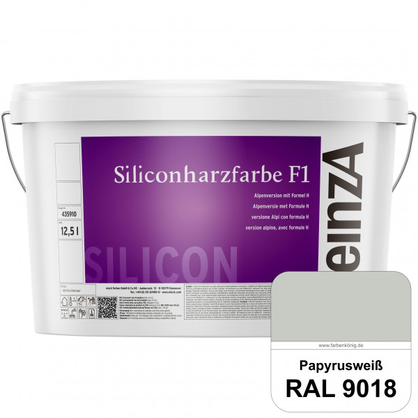 einzA Siliconharzfarbe F1 (RAL 9018 Papyrusweiß) Universal Siliconharz-Fassadenfarbe, kalkmatt, wett