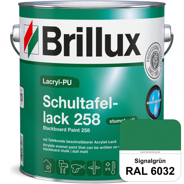 Lacryl-PU Schultafellack 258 (RAL 6032 Signalgrün) wasserbasierter und matter Schultafellack (innen)