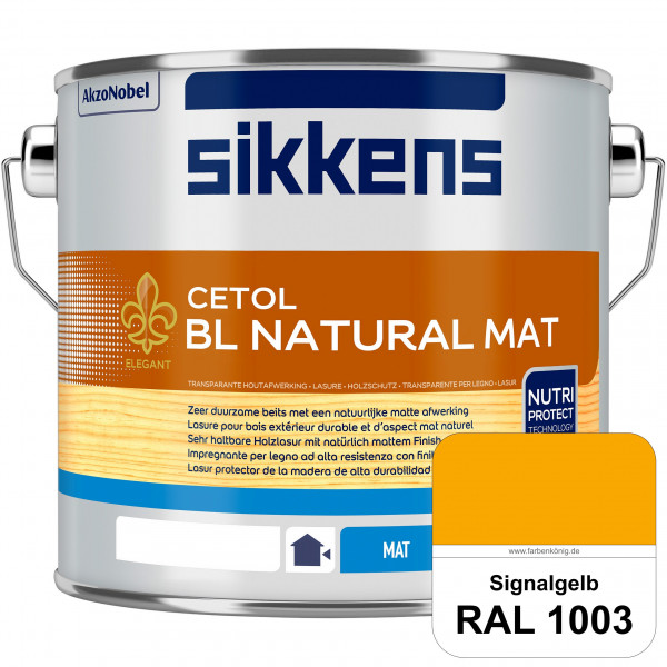 Cetol BL Natural Mat (RAL 1003 Signalgelb) Matte, wasserverdünnnbare Dünnschichtlasur