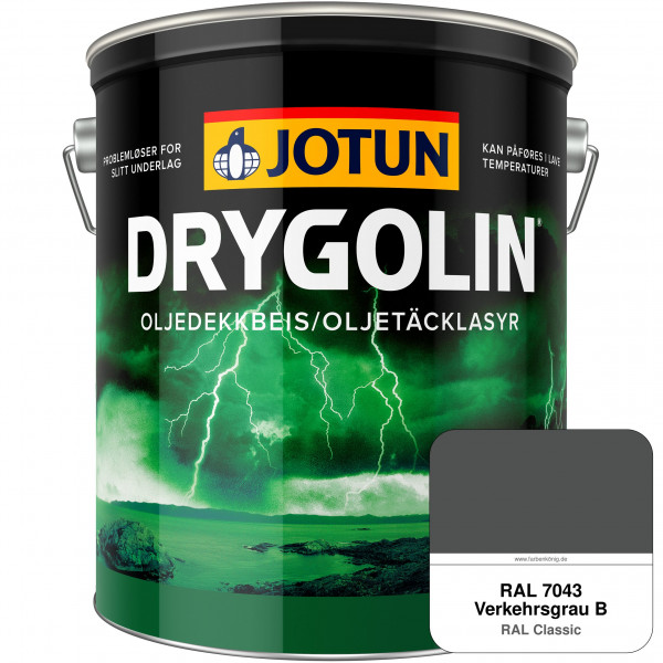 DRYGOLIN Oljedekkbeis - Deckende & wetterbeständige Öllasur für Außen (RAL 7043 Verkehrsgrau B)