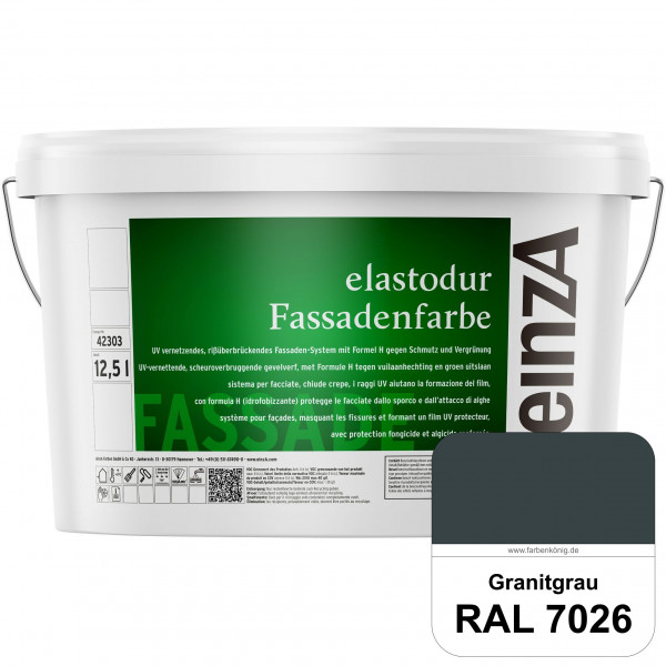 einzA elastodur Fassadenfarbe (RAL 7026 Granitgrau) UV-vernetzendes & rissüberbrückendes Fassadenfar