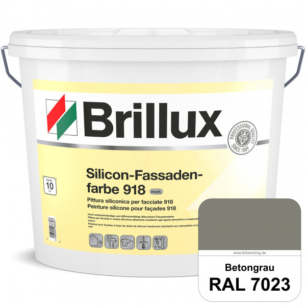 Silicon-Fassadenfarbe 918 (RAL 7023 Betongrau) matt, hoch wetterbeständig und wasserabweisend