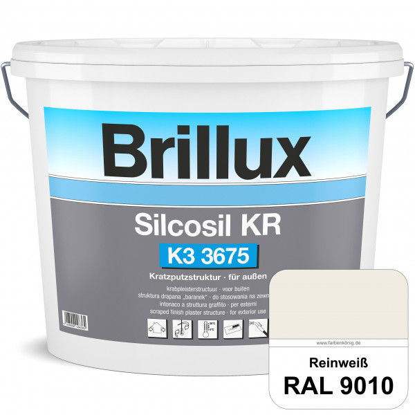 Silcosil KR K3 3675 mit Protect (RAL 9010 Reinweiß) siliconverstärkter Dekorputz, Kratzputzstruktur,