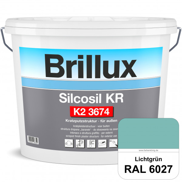 Silcosil KR K2 3674 mit Protect (RAL 6027 Lichtgrün) siliconverstärkter Dekorputz, Kratzputzstruktur