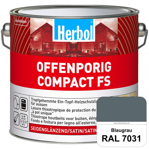 Offenporig Compact FS (RAL 7031 Blaugrau) Rationelle & thixotrope Ein-Topf-Holzlasur (außen)