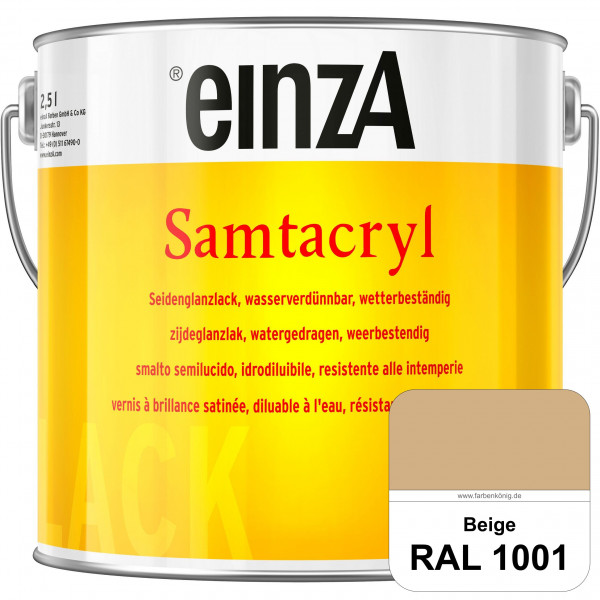 einzA Samtacryl (RAL 1001 Beige) wetterbeständige seidenglänzende Acryl-PU-Lackfarbe